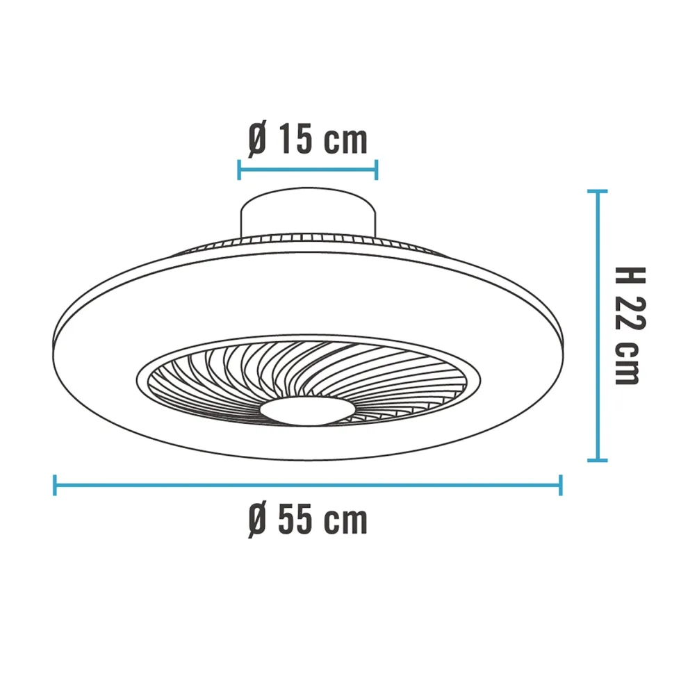 Ventilatore da Soffitto con Plafoniera Wi-Fi Ellyot LED