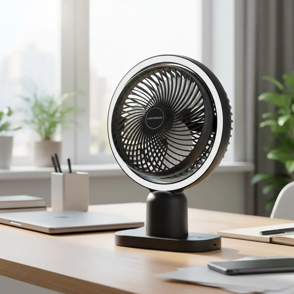 Ventilatore da Tavolo Ricaricabile con Luce LED LumiAir