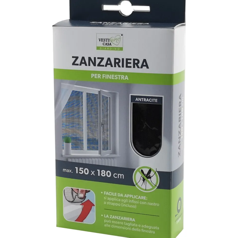 Zanzariera Velcro per finestra Antracite 150x180 cm