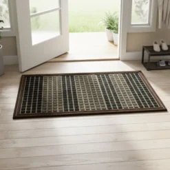Zerbino Design Moderno con texture Geometriche in Poliestere con retro in gomma 45x75 cm